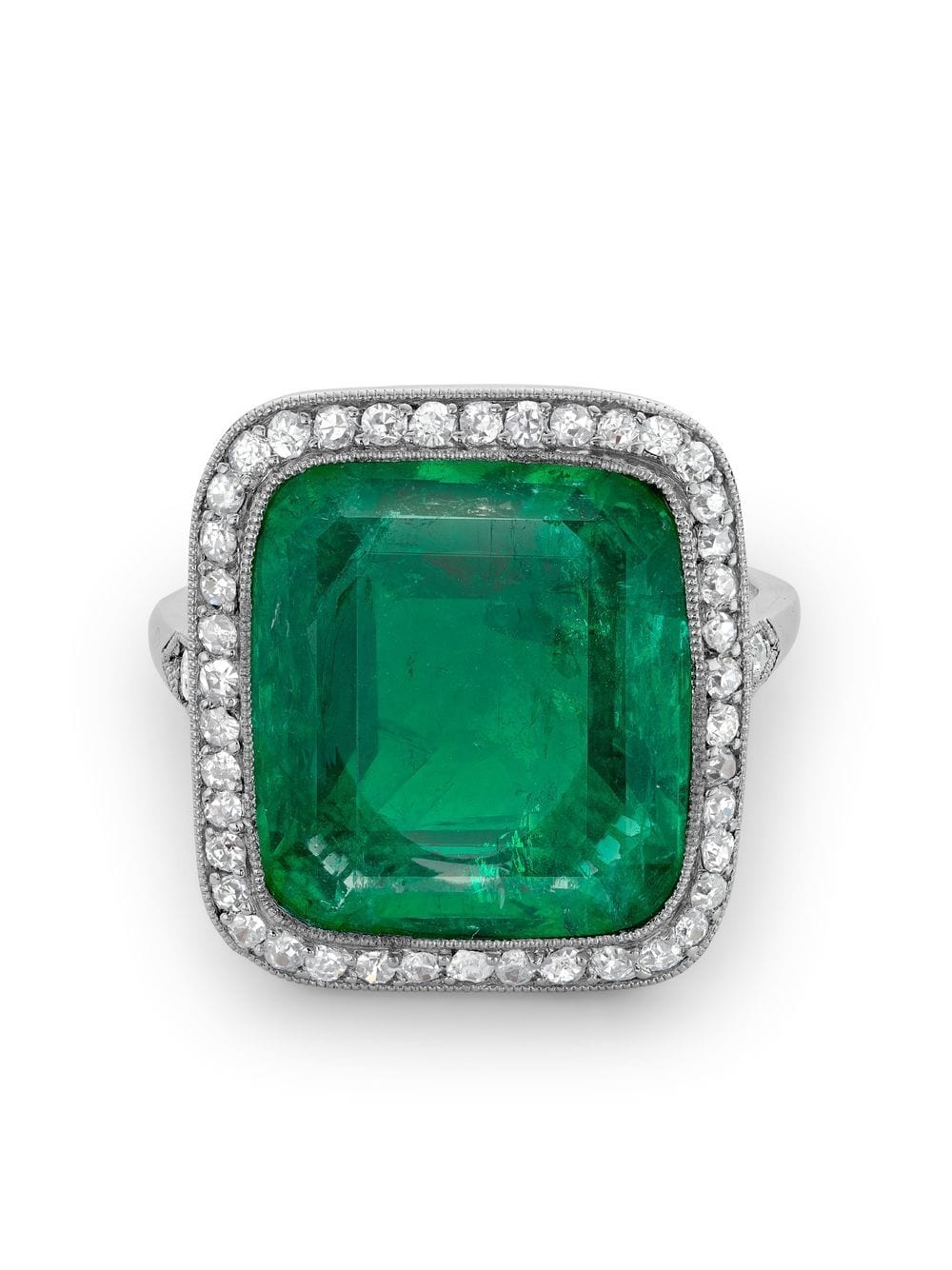 Pragnell Vintage Edwardian platinum emerald and diamond ring - Silver von Pragnell Vintage