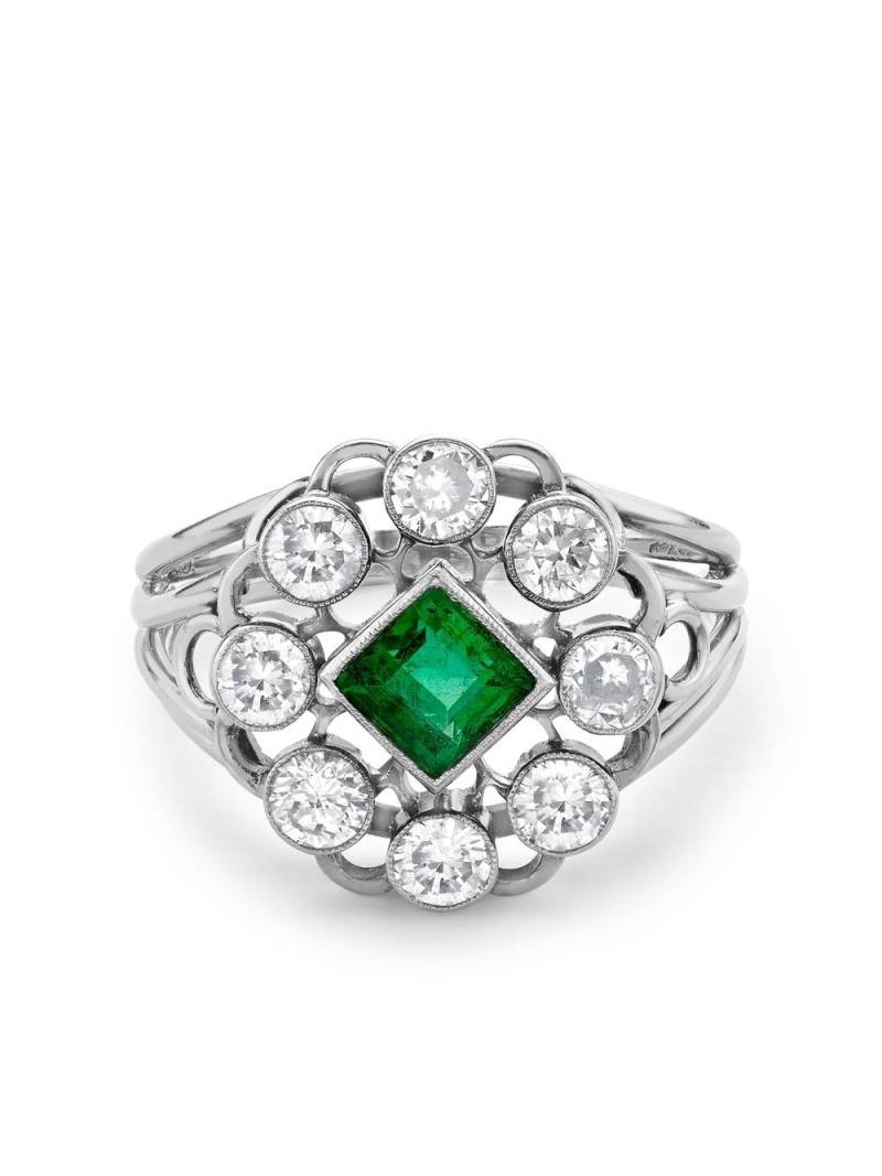Pragnell Vintage Edwardian pre-owned emerald and diamond ring - Silver von Pragnell Vintage