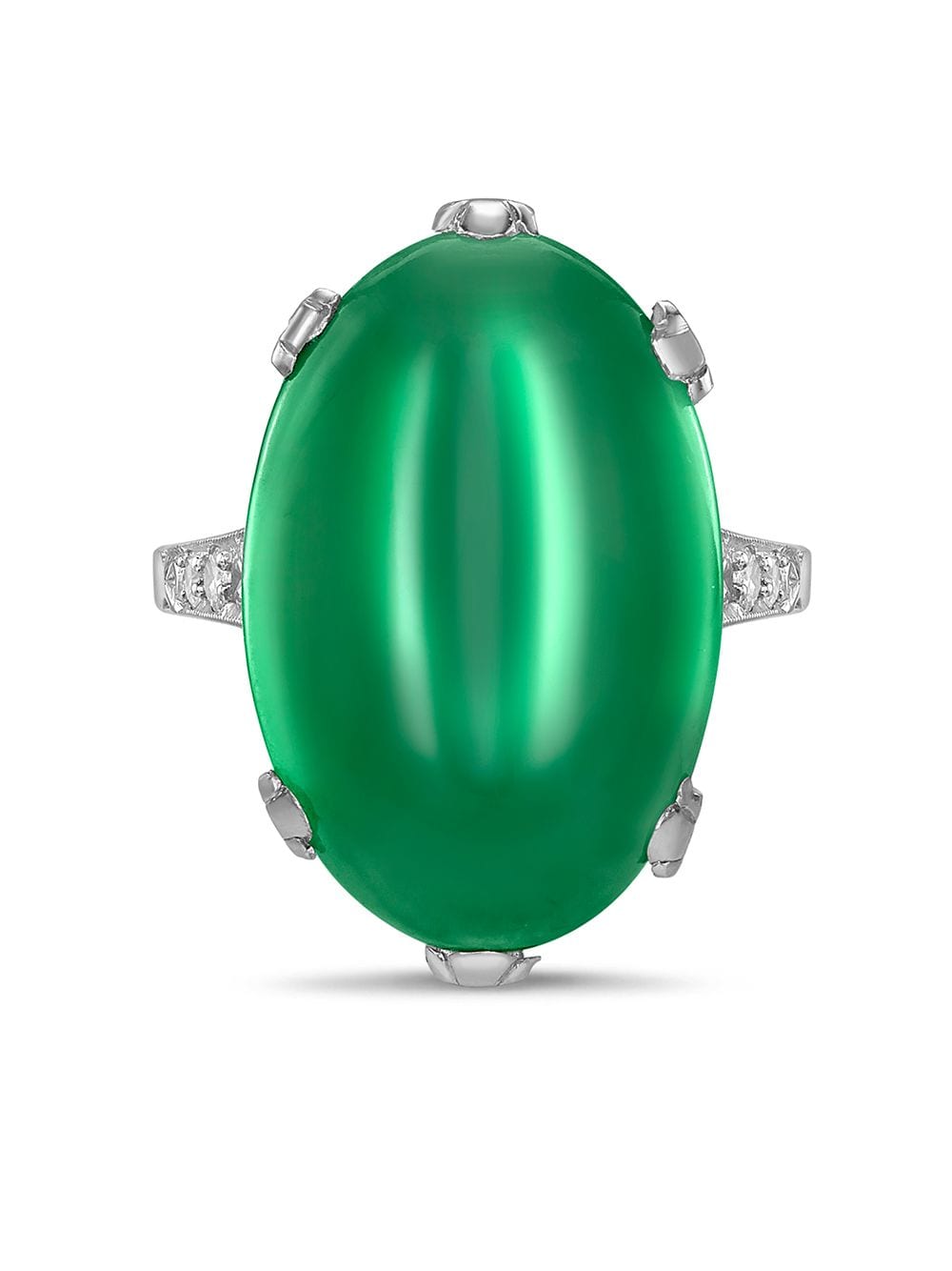 Pragnell Vintage 1911-1940 platinum Art Deco jadeite and diamond ring - Silver von Pragnell Vintage