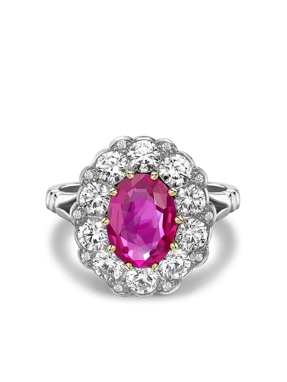 Pragnell Vintage platinum Contemporary Burmese pink sapphire and diamond ring - Silver von Pragnell Vintage