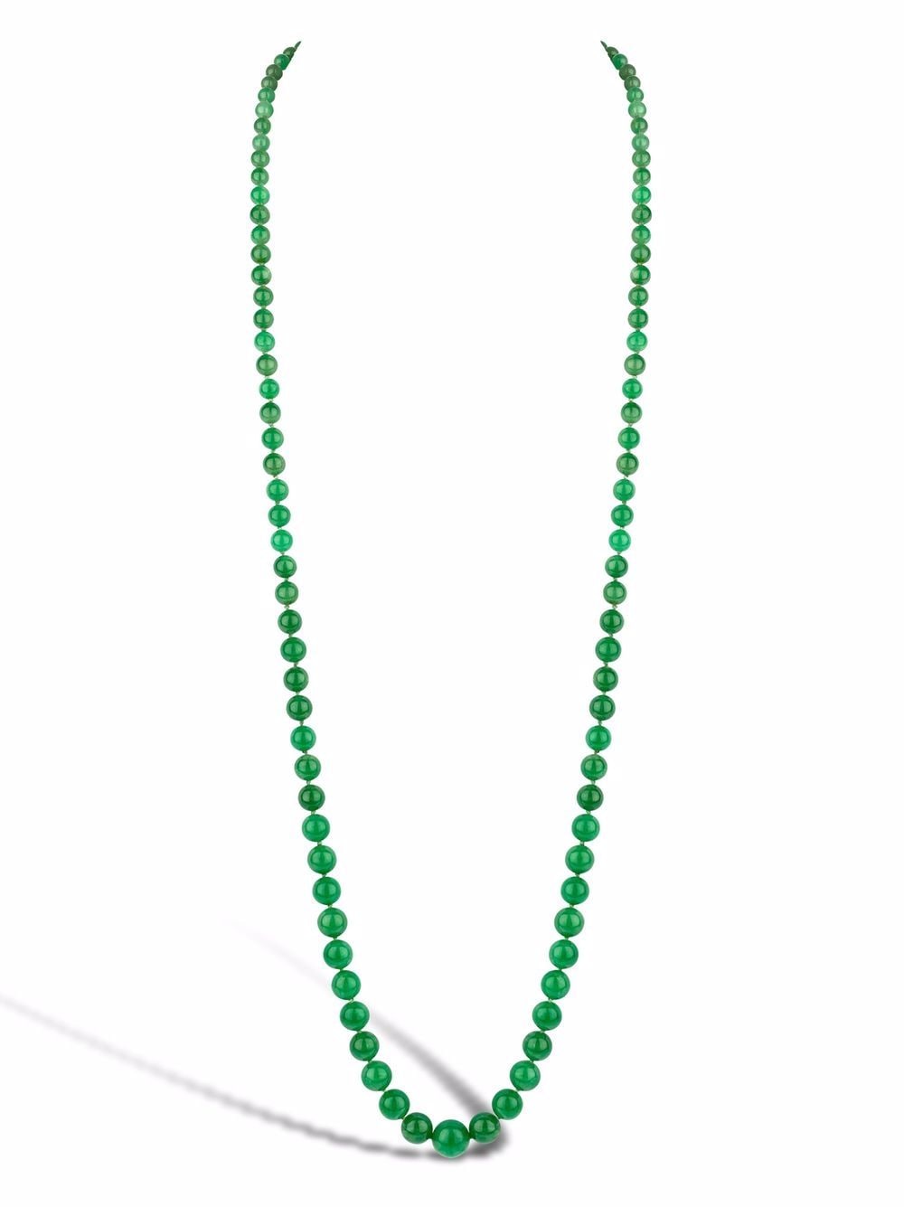 Pragnell Vintage platinum Edwardian jade bead necklace - Green von Pragnell Vintage