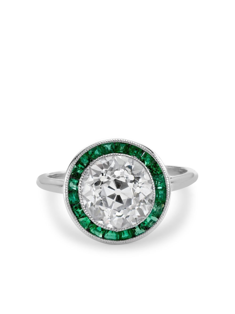 Pragnell Vintage platinum Target Cluster emerald and diamond ring - Silver von Pragnell Vintage