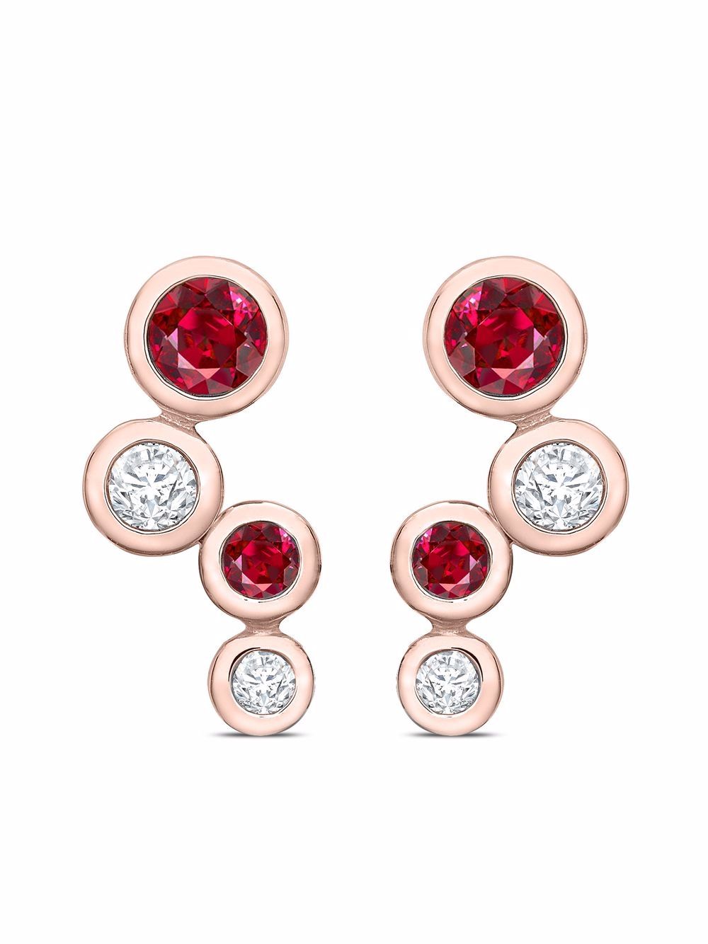 Pragnell 18kt rose gold Bubbled ruby and diamond earrings - Pink von Pragnell