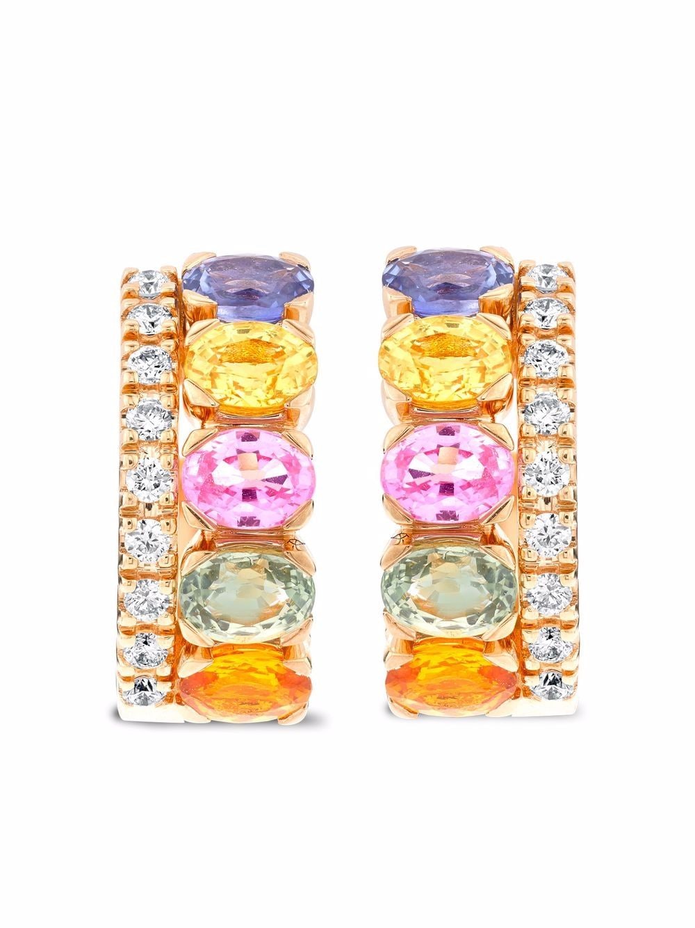 Pragnell 18kt rose gold Rainbow sapphire and diamond hoop earrings - Pink von Pragnell