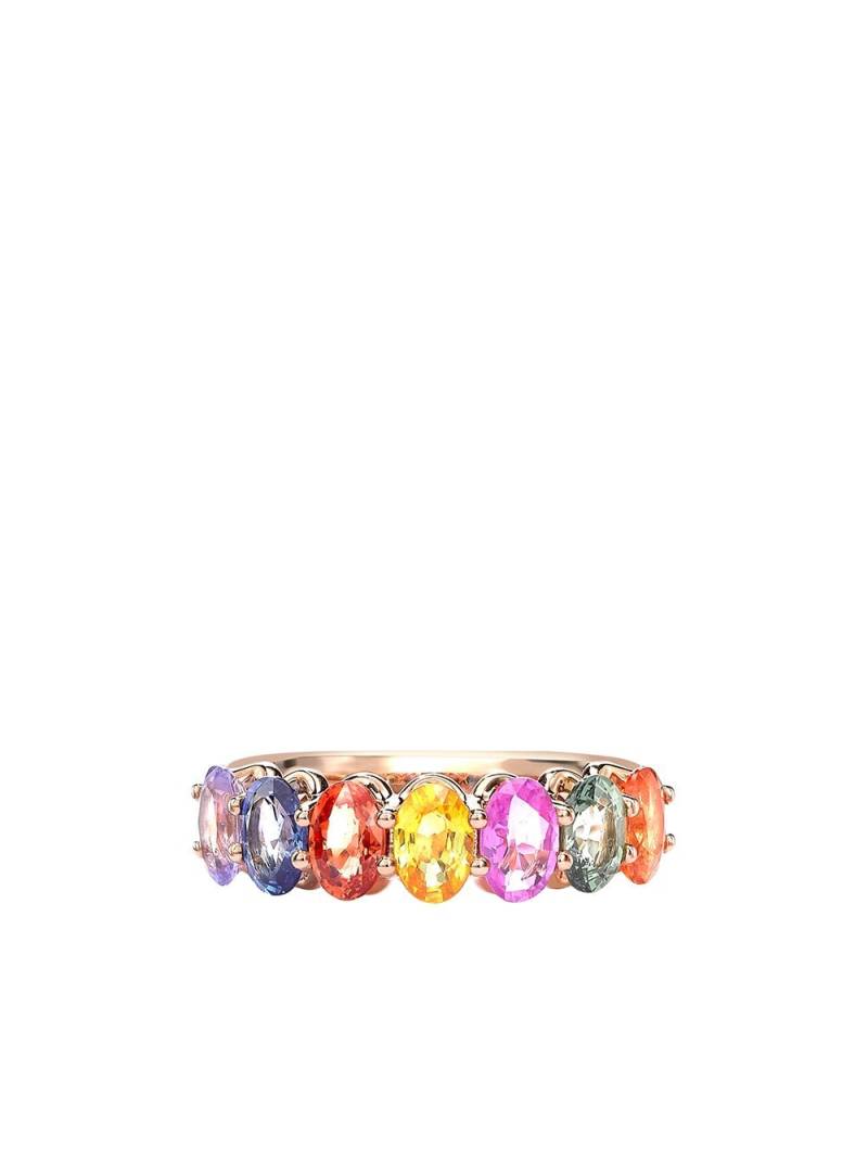 Pragnell 18kt rose gold sapphire Rainbow Fancy cocktail ring von Pragnell