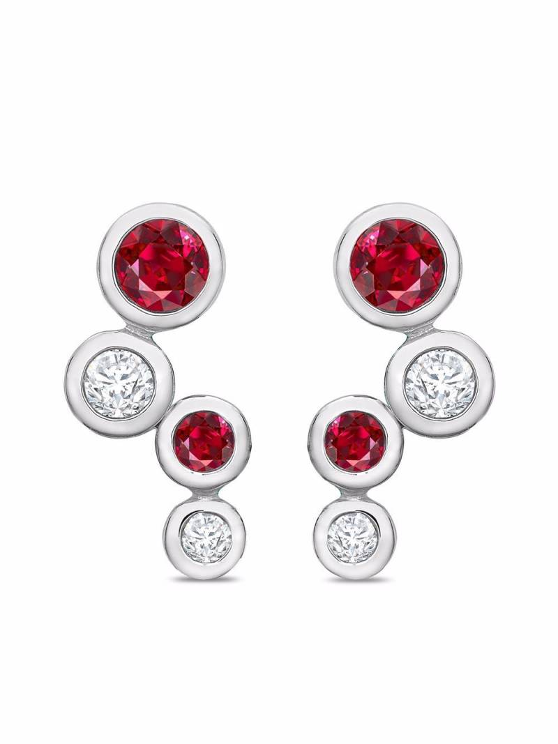 Pragnell 18kt white gold Bubbles diamond and ruby earrings - Silver von Pragnell