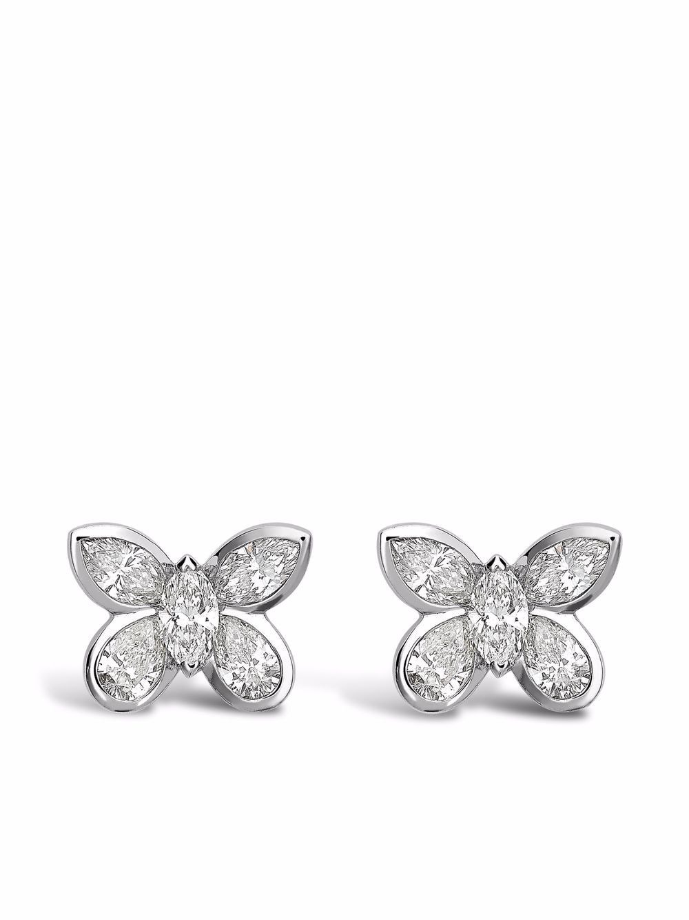 Pragnell 18kt white gold Butterfly diamond stud earrings - Silver von Pragnell