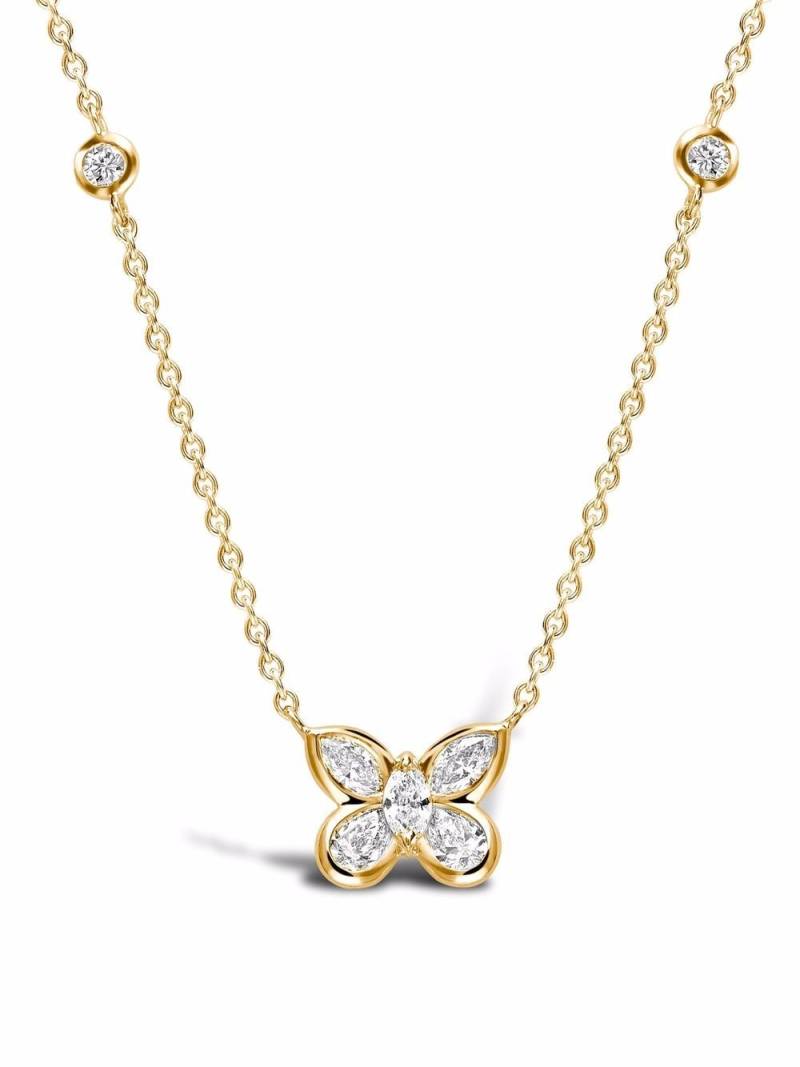 Pragnell 18kt yellow gold Butterfly diamond pendant necklace von Pragnell