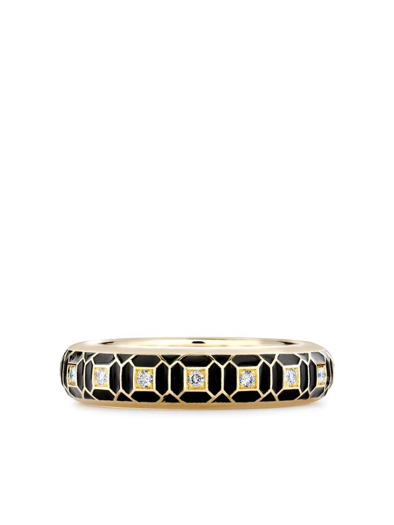 Pragnell 18kt yellow gold Revival enamel and diamond ring von Pragnell