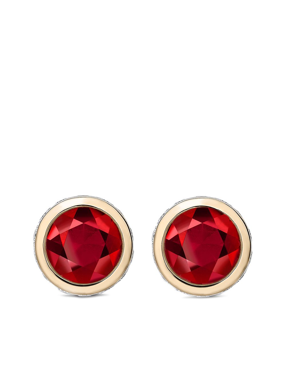 Pragnell 18kt yellow gold diamond ruby Sundance stud earrings von Pragnell