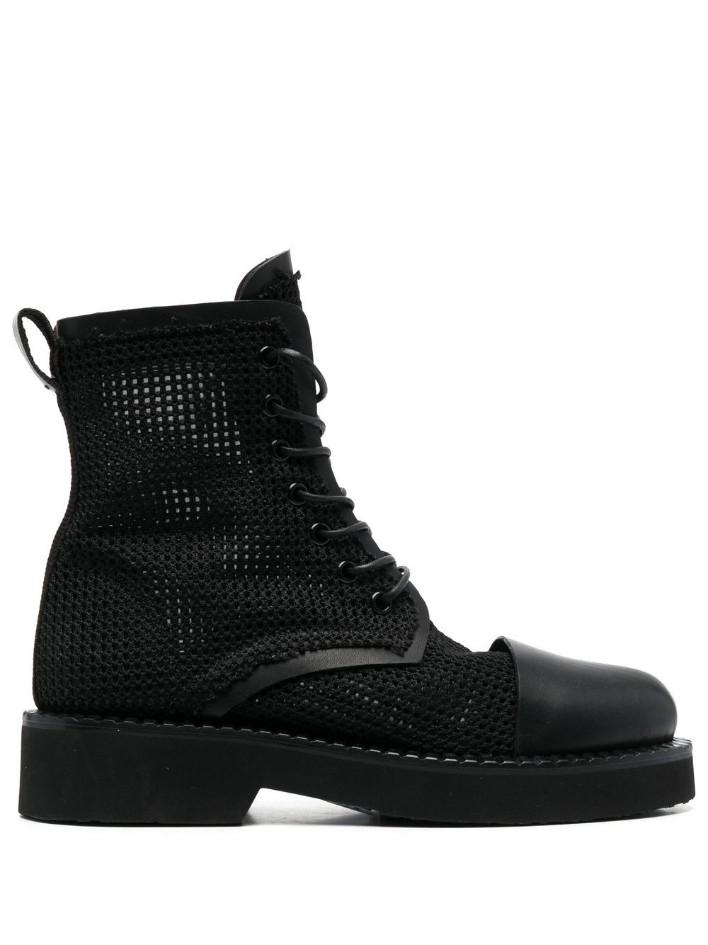 Premiata pannelled knit leather boots - Black von Premiata