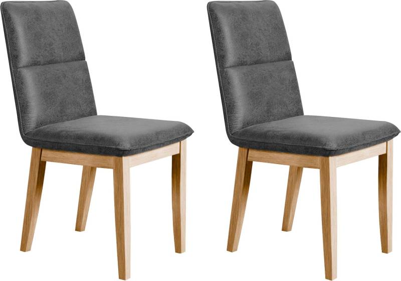 Home affaire Esszimmerstuhl »Beluna Polsterstuhl Esszimmer Bestseller«, (Set), 2 St., Luxus-Microfaser in Lederoptik, Gestell und Beine aus massiver Eiche modernes Landhaus von home affaire