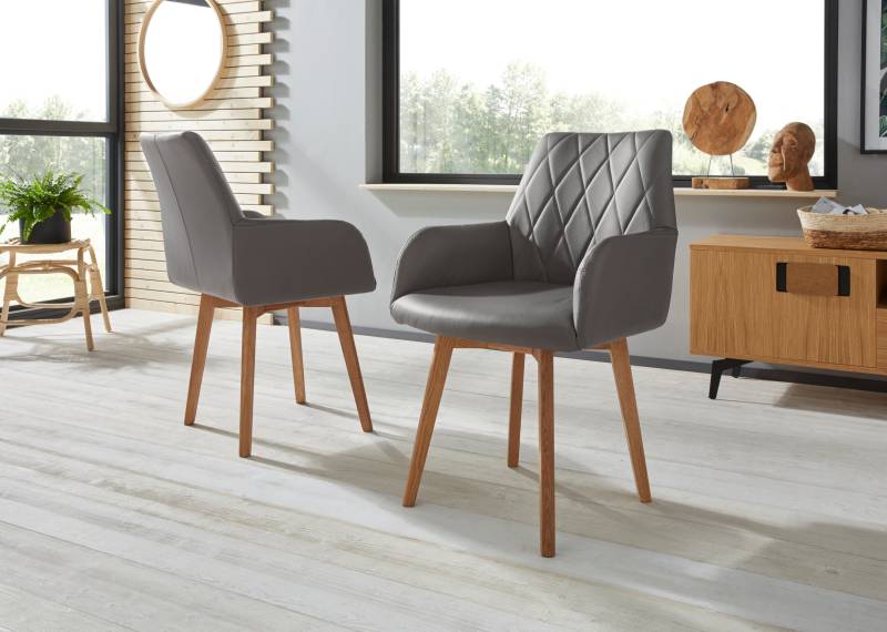 Home affaire Esszimmerstuhl »Brest«, (Set), 2 St., Leder, Armlehnstuhl in Leder oder Microfaser, Gestell Eiche Massiv geölt von home affaire