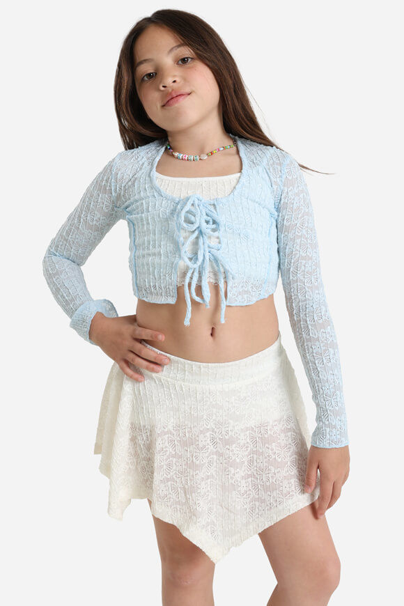 Pretty Mess Spitzen Crop Bluse | Hellblau | Mädchen  | 8 von Pretty Mess