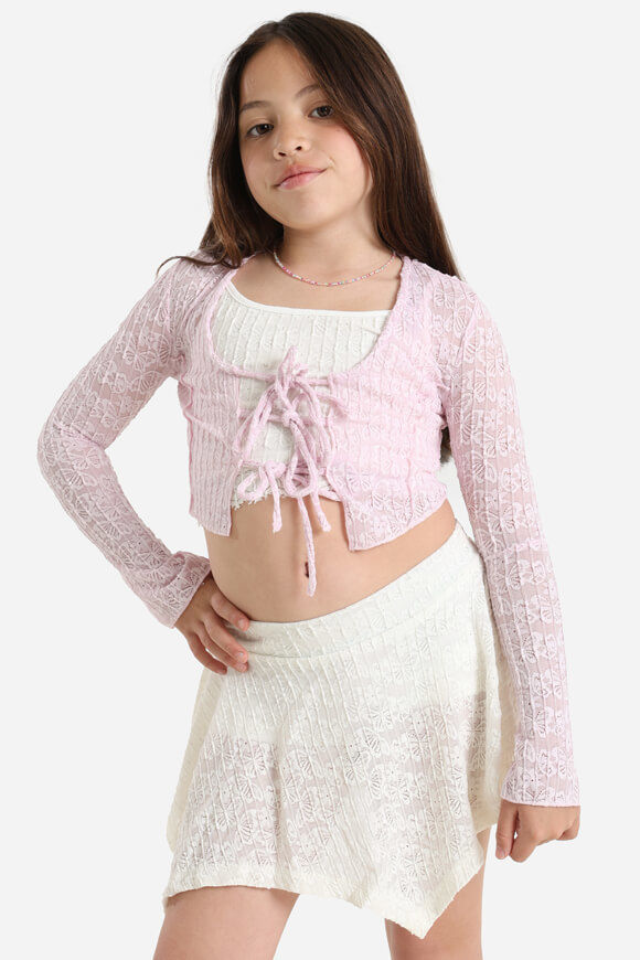Pretty Mess Spitzen Crop Bluse | Pink | Mädchen  | 10 von Pretty Mess
