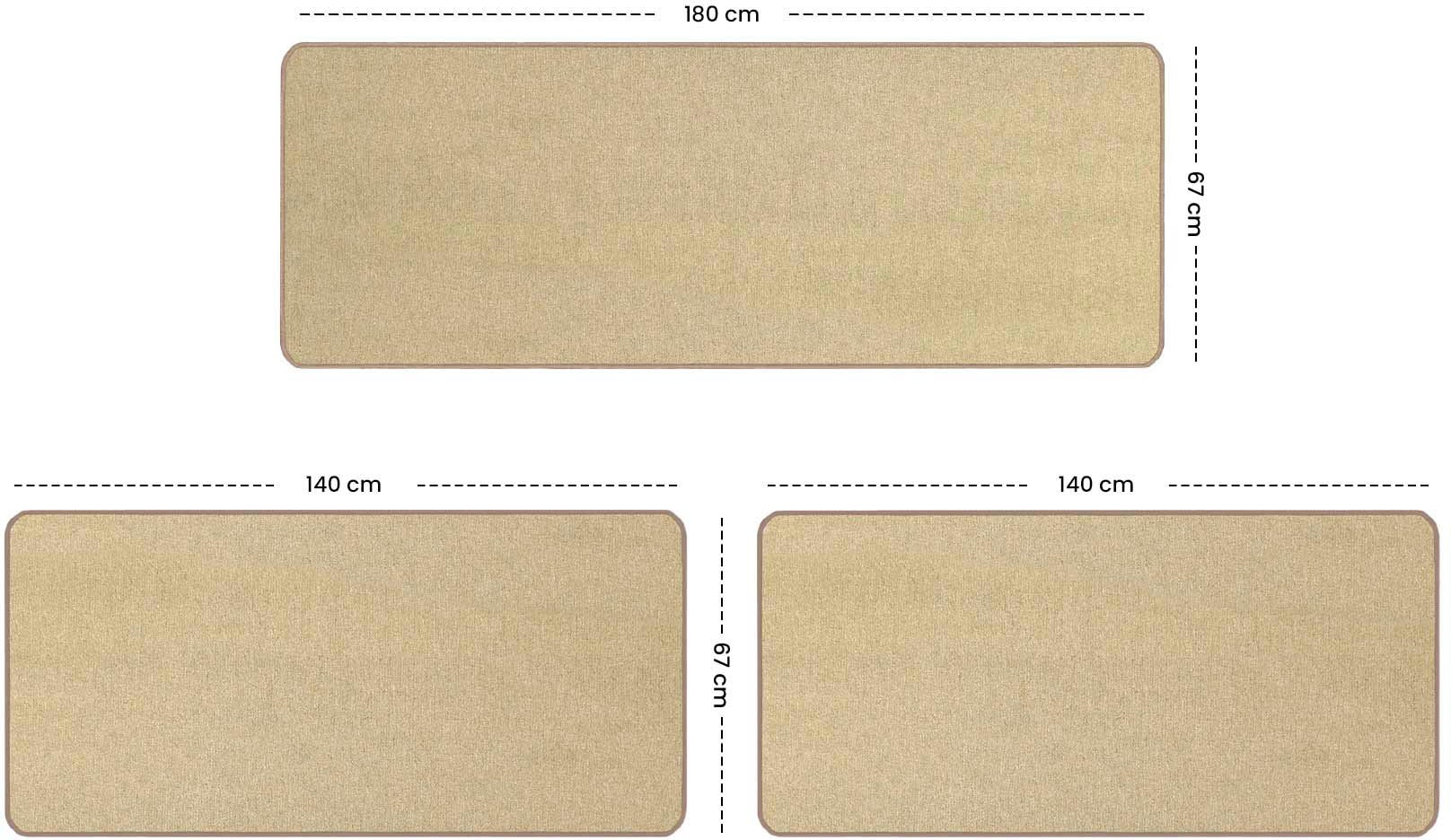Primaflor-Ideen in Textil Bettumrandung »MACAO«, (3 tlg.), Bettvorleger, Läufer-Set für das Schlafzimmer, Uni Farben von Primaflor-Ideen in Textil