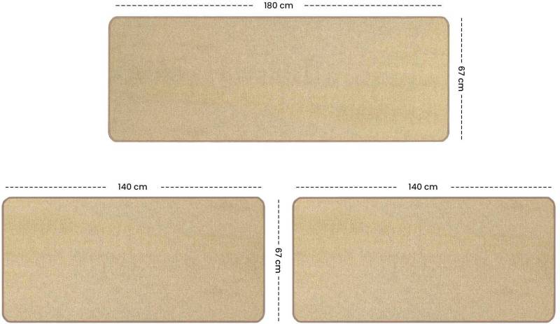 Primaflor-Ideen in Textil Bettumrandung »MACAO, Made in Netherlands«, (3 tlg.), Bettvorleger, Läufer-Set für das Schlafzimmer, Uni Farben von Primaflor-Ideen in Textil