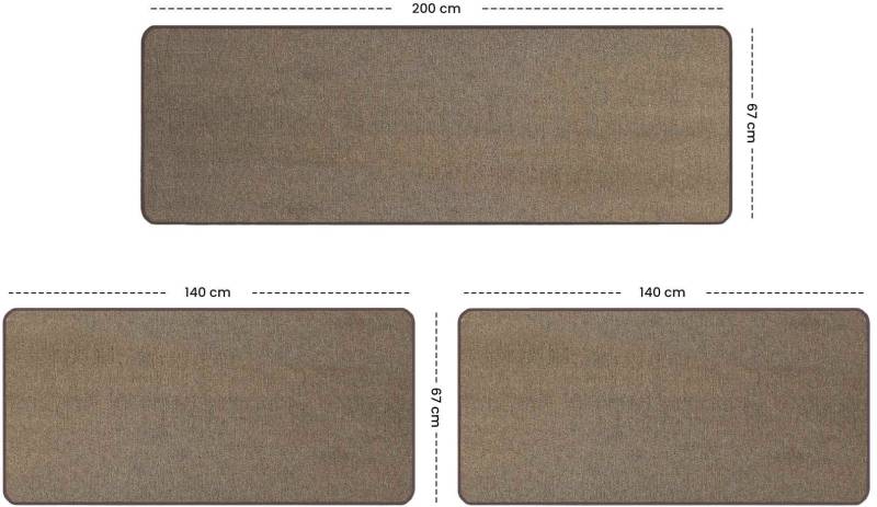 Primaflor-Ideen in Textil Bettumrandung »MACAO, Made in Netherlands«, (3 tlg.), Bettvorleger, Läufer-Set für das Schlafzimmer, Uni Farben von Primaflor-Ideen in Textil
