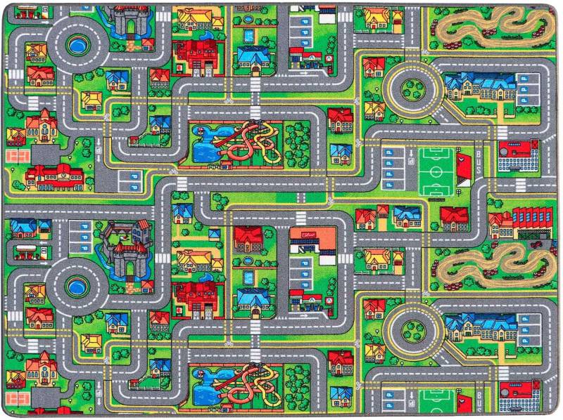 Primaflor-Ideen in Textil Kinderteppich »STREETS, Made in Belgium«, rechteckig, 5 mm Höhe, Strassen-Spiel-Teppich, Strassenbreite ca. 9 cm, Kinderzimmer von Primaflor-Ideen in Textil