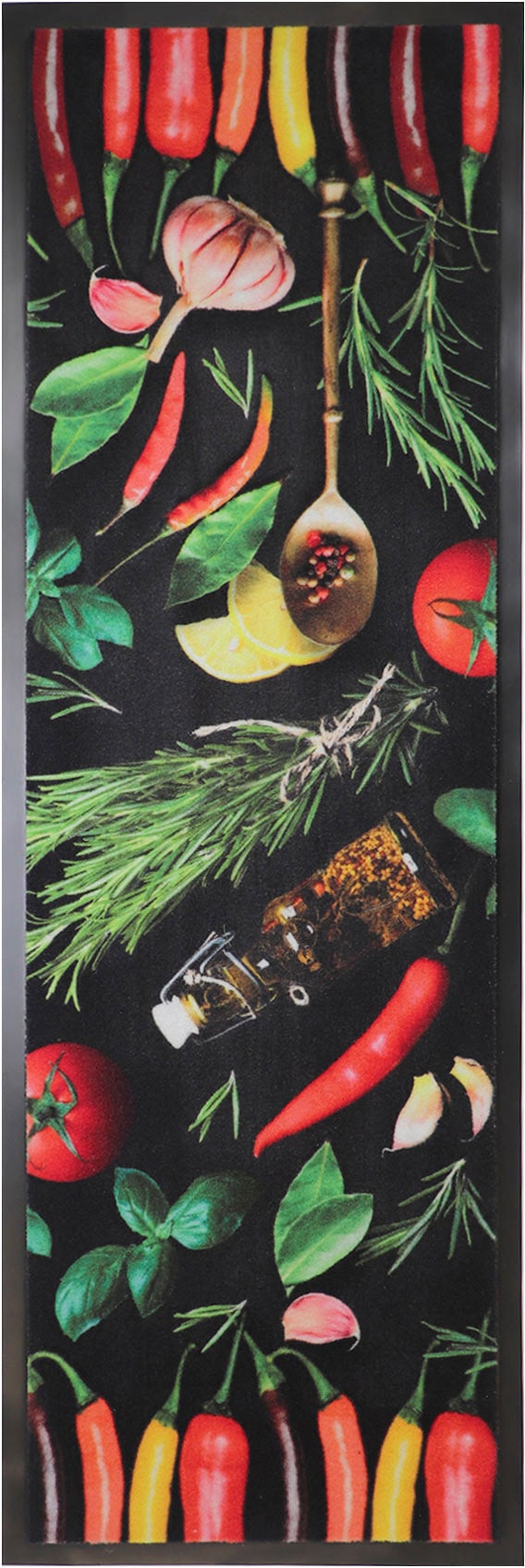 Primaflor-Ideen in Textil Küchenläufer »CHILI HERBS«, rechteckig, 6,5 mm Höhe, Chili-Kräuter Motiv, Grösse 50x150 cm, rutschhemmend, Küche Primaflor-Ideen in Textil Küchenläufer »CHILI HERBS«, rechteckig, 6,5 mm Höhe, Chili-Kräuter Motiv, Grösse 50x150 cm, rutschhemmend, Küche von Primaflor-Ideen in Textil