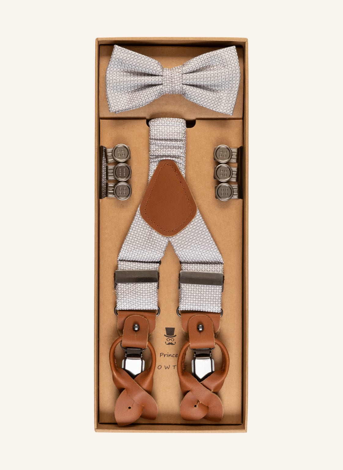 Prince Bowtie Set: Hosenträger Und Fliege silber von Prince BOWTIE