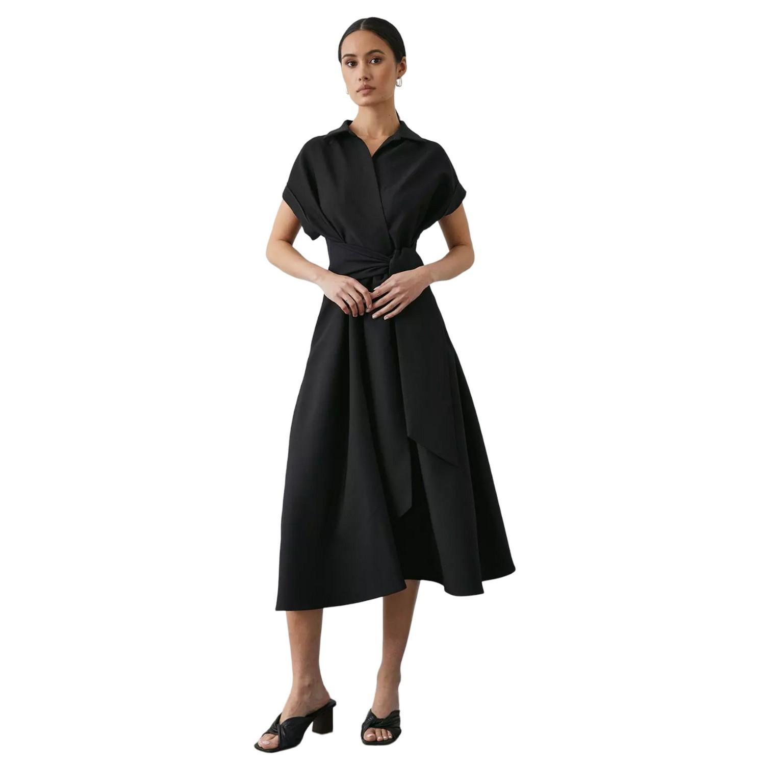 Midikleid Vorne Gebunden Damen Schwarz 42 von Principles