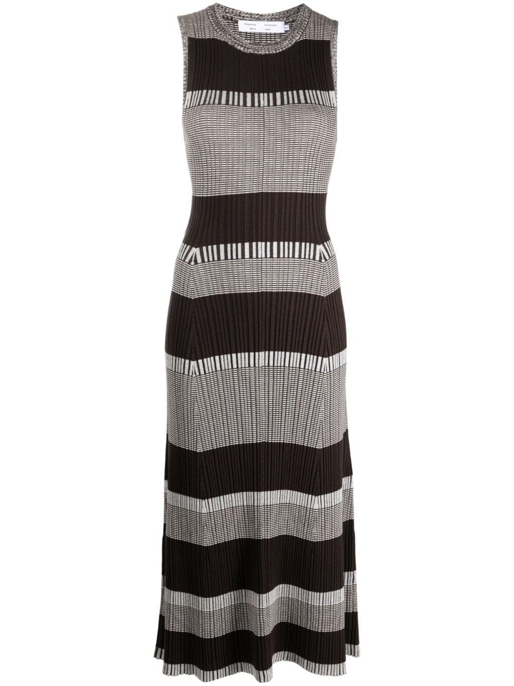 Proenza Schouler White Label striped rib-knit midi dress - Brown von Proenza Schouler White Label