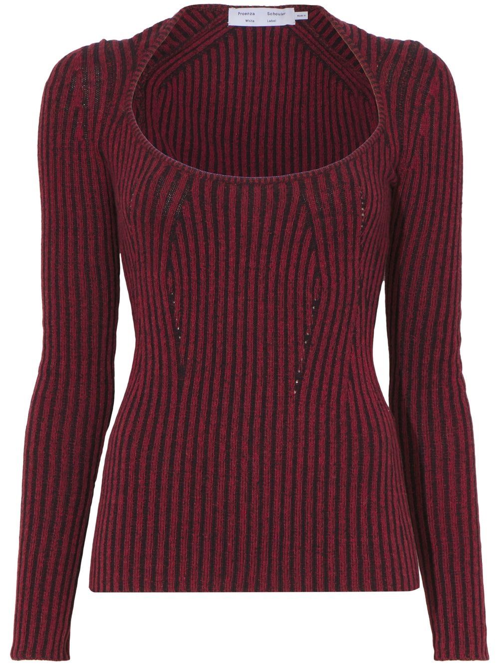 Proenza Schouler White Label plaited rib scoop neck jumper - Red von Proenza Schouler White Label