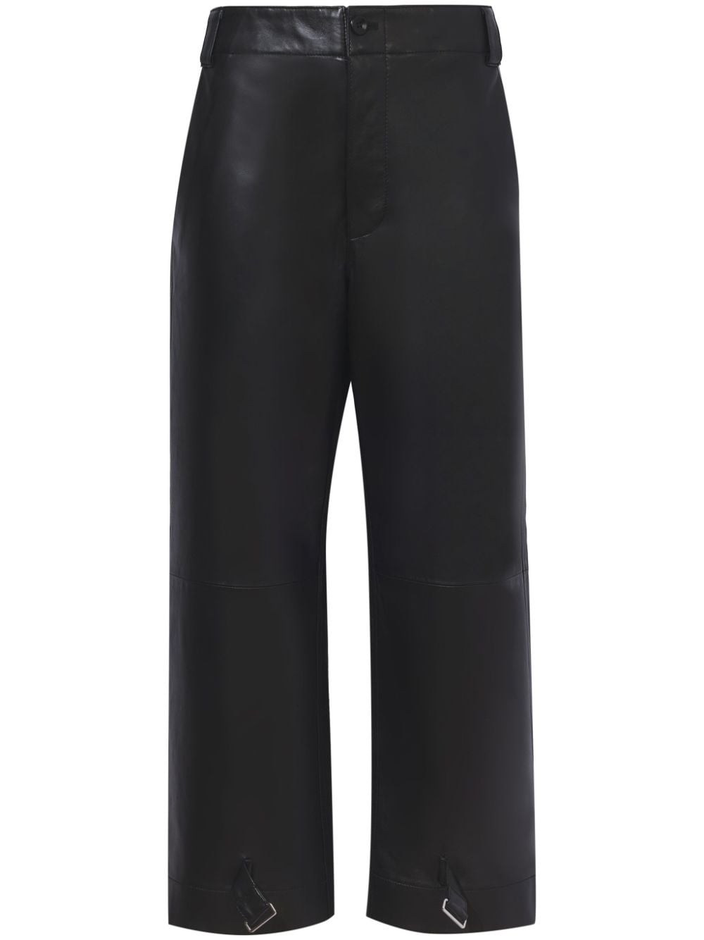 Proenza Schouler White Label leather cropped straight-leg trousers - Black von Proenza Schouler White Label