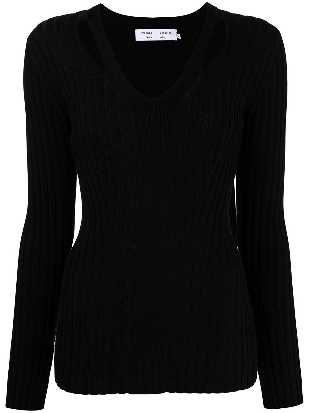 Proenza Schouler White Label merino rib knit V-neck jumper - Black von Proenza Schouler White Label