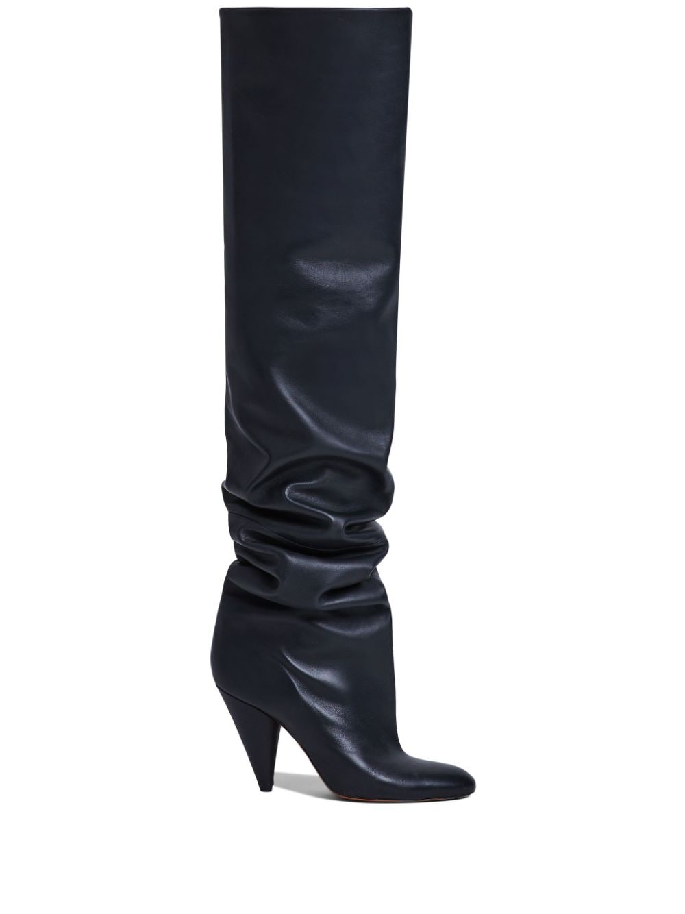 Proenza Schouler Cone Slouch Over The Knee 100mm leather boots - Black von Proenza Schouler