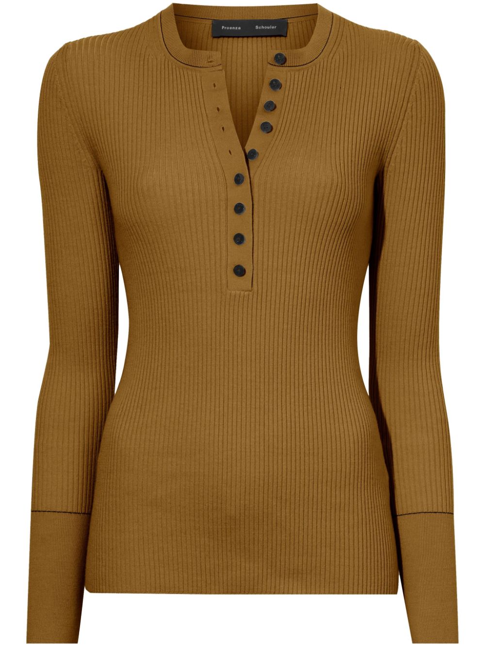 Proenza Schouler Henley fine-ribbed jumper - Brown von Proenza Schouler