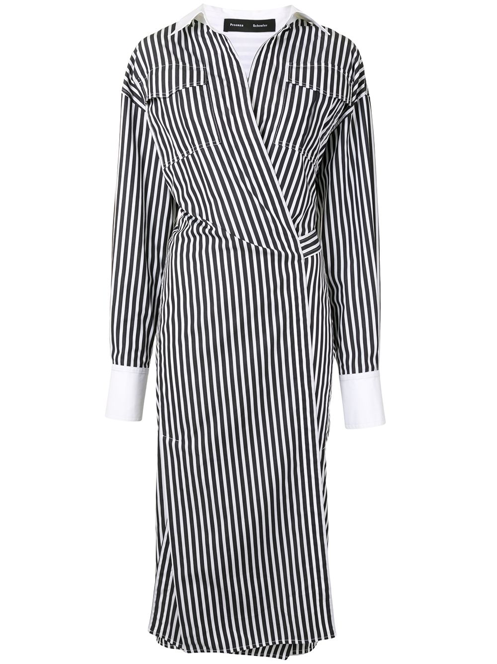 Proenza Schouler striped wrap shirt dress - Black von Proenza Schouler