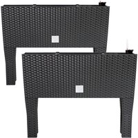 Hochbeet 2er-Set Polyrattanoptik Anthrazit 60x25x46cm Hochbeet 2er-Set Polyrattanoptik Anthrazit 60x25x46cm von Deuba®