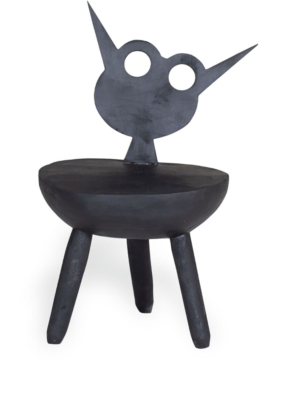 Pulpo "Flora, Little Monster" wood stool - Black von Pulpo