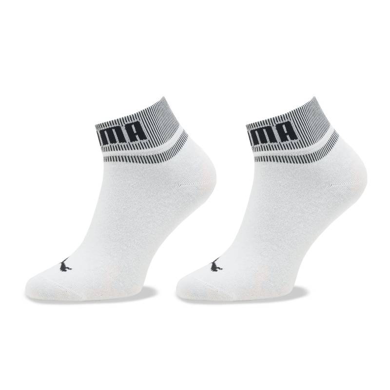 2er-Set hohe Unisex-Socken Puma Unisex New Heritage Quarter 2P 938021 White / Black 02 von Puma