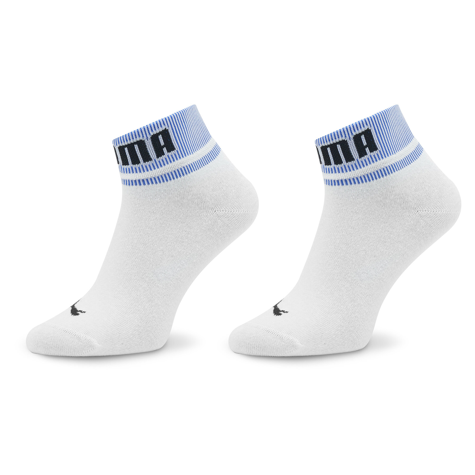 2er-Set hohe Unisex-Socken Puma Unisex New Heritage Quarter 2P 938021 White / Blue 03 von Puma