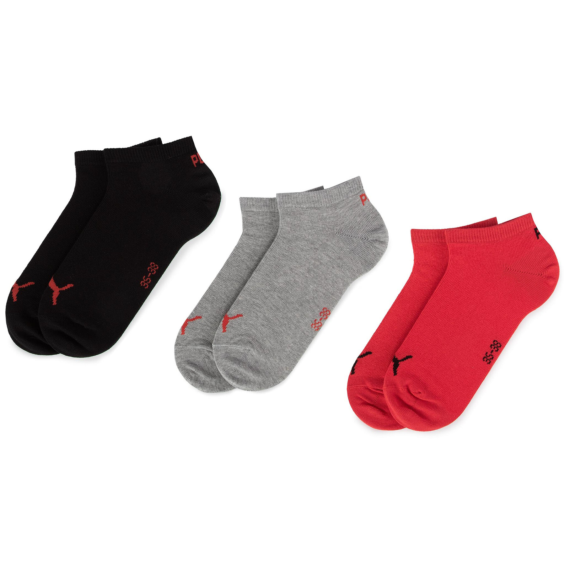 3er-Set niedrige Unisex-Socken Puma 261080001 Black/Red 232 von Puma