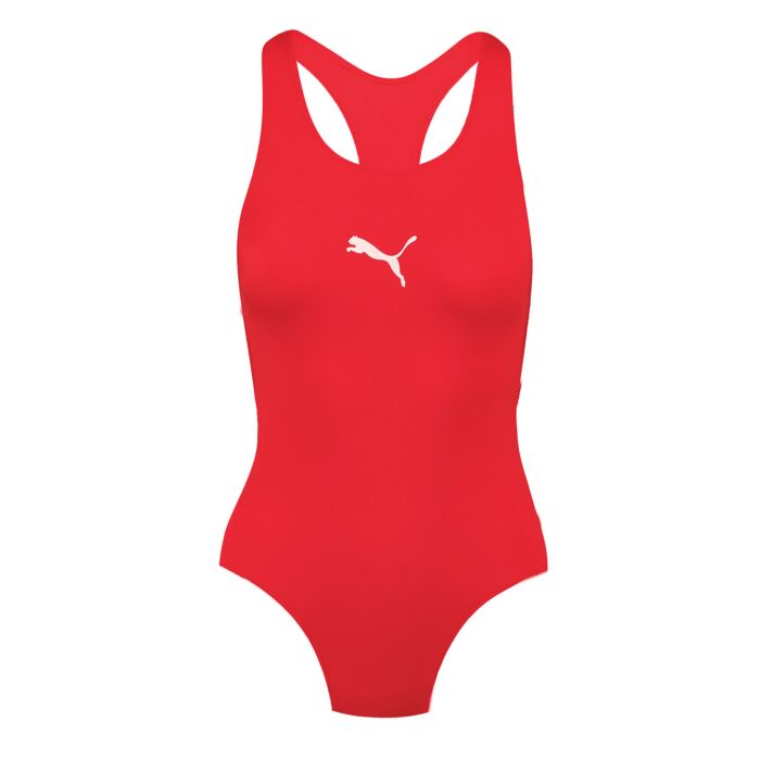 Puma Damen Badeanzug mit Rückenausschnitt, rot, L von Puma