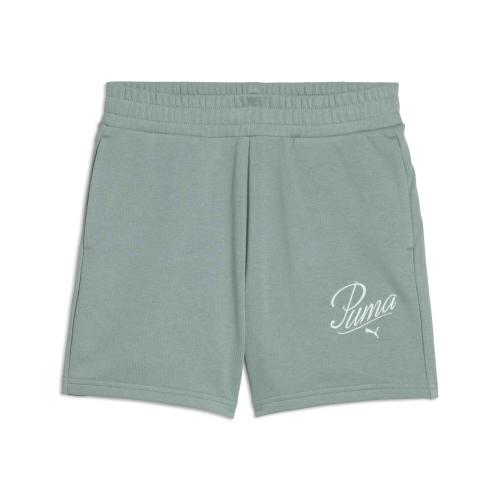 Puma ESS SCRIPT High-Waist Shorts 5 - green moon (Grösse: L) von Puma