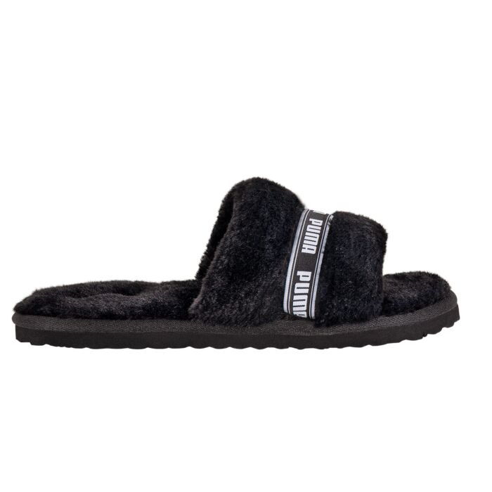 Puma Slides für Damen aus Kunstpelz schwarz, 37 von Puma