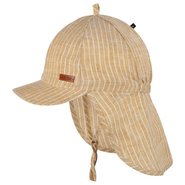 Pure Pure - Kid's Nackenschutz Leinen gestreift - Cap Gr 45 cm beige von Pure Pure