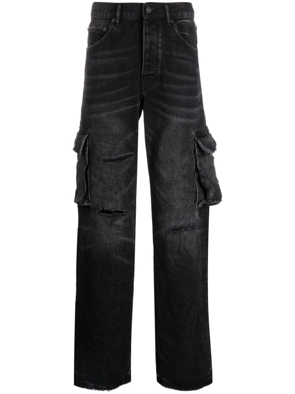 Purple Brand distressed effect wide-leg jeans - Black von Purple Brand