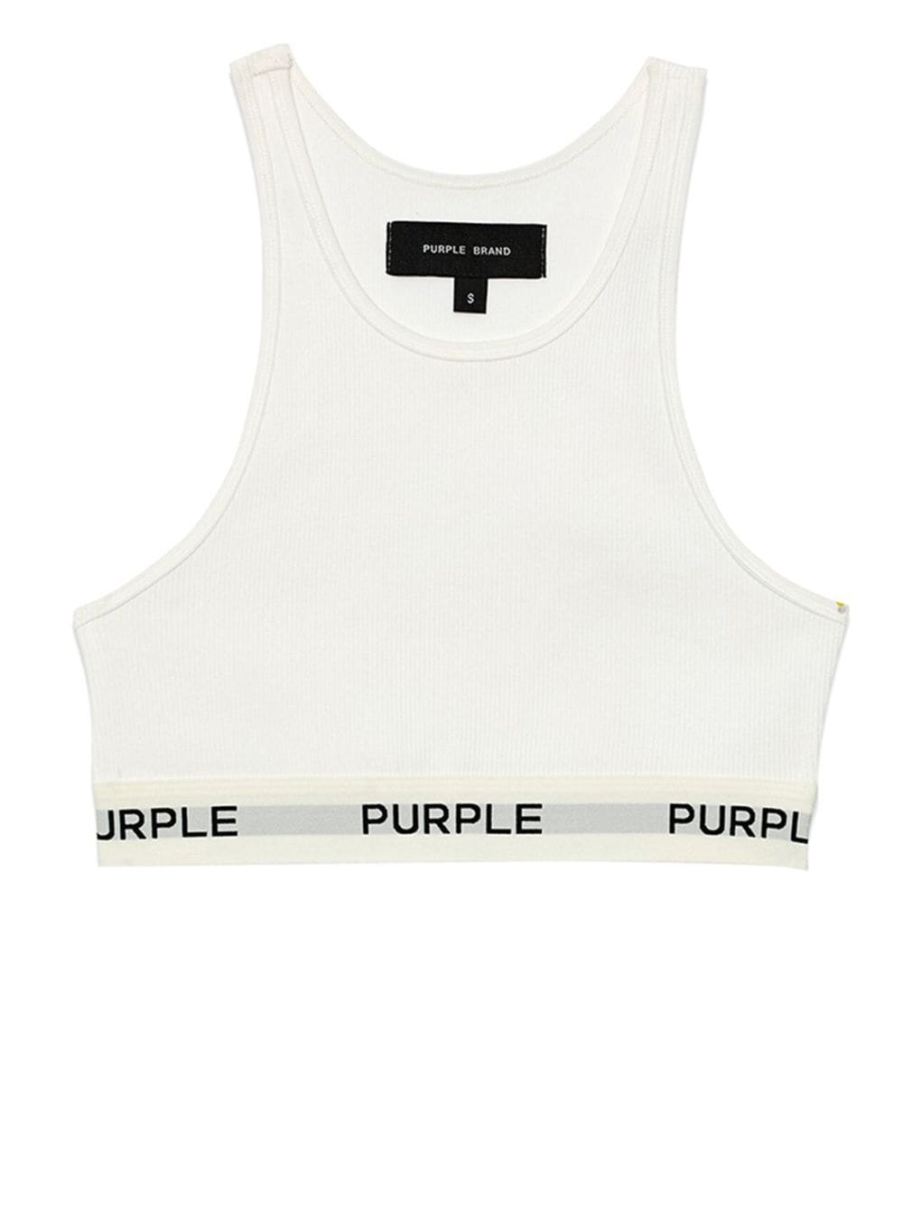 Purple Brand logo-tape cropped top - White von Purple Brand