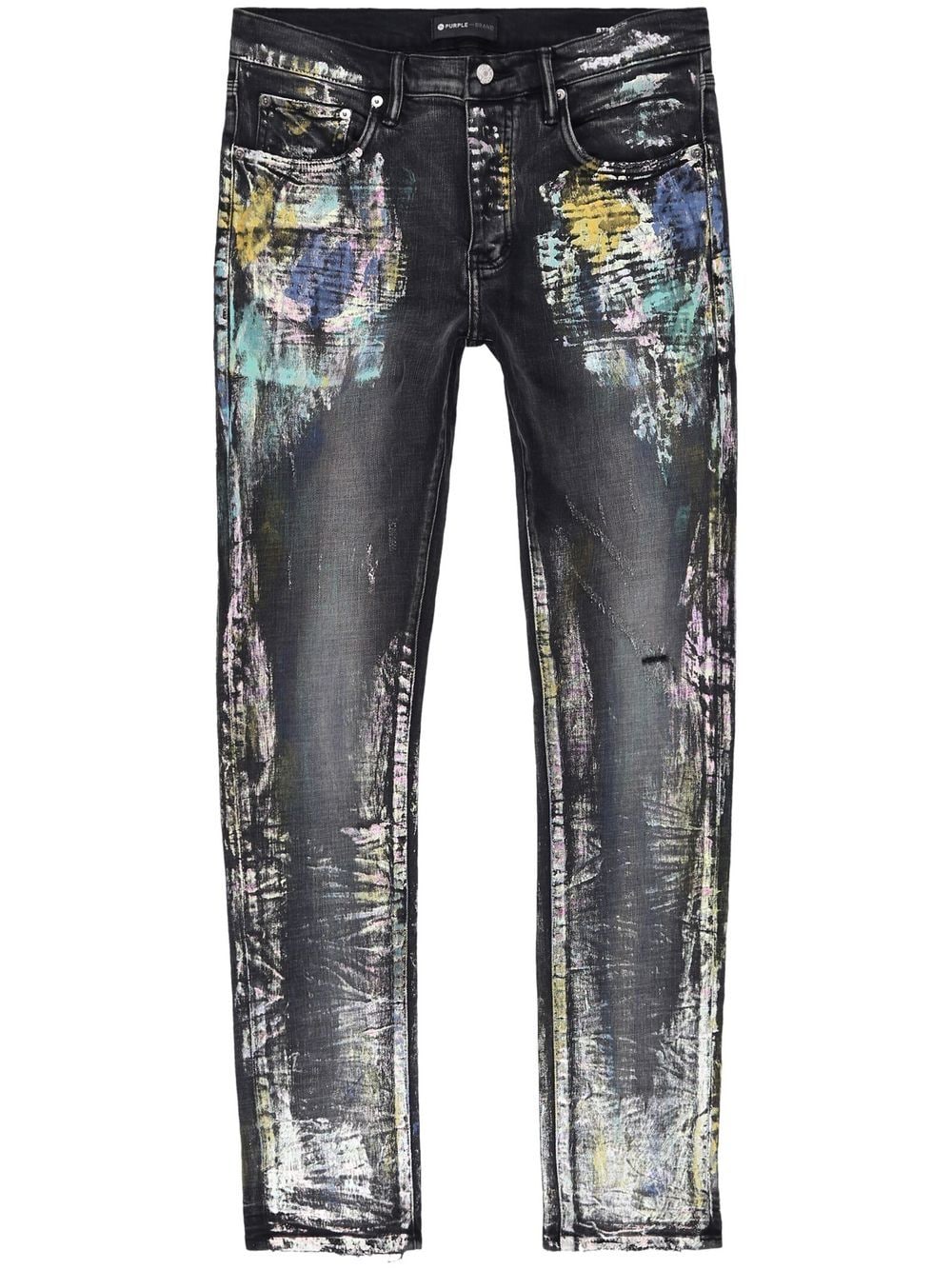 Purple Brand paint-splatter straight-leg jeans - Black von Purple Brand