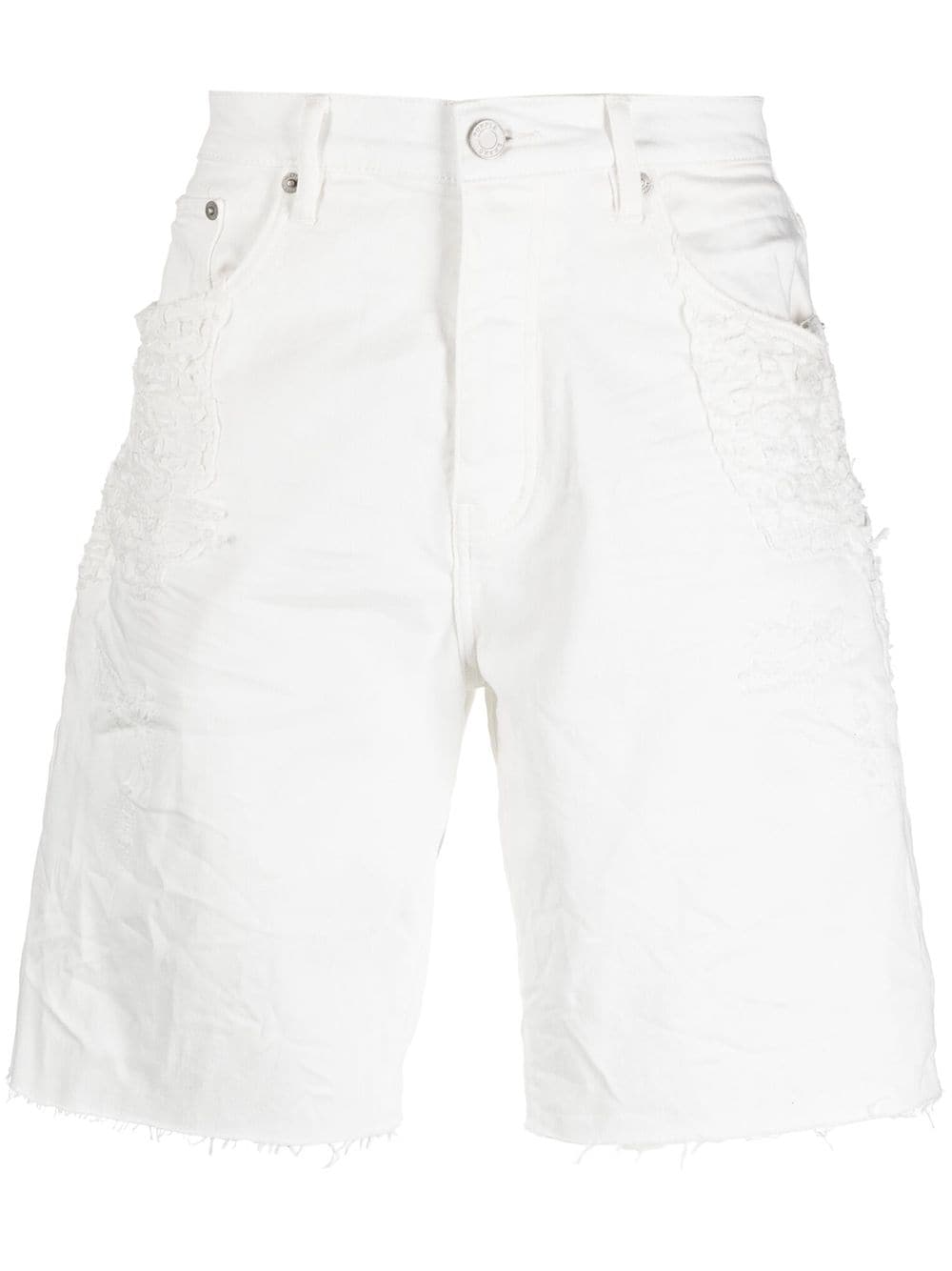 Purple Brand raw-edge distressed shorts - White von Purple Brand