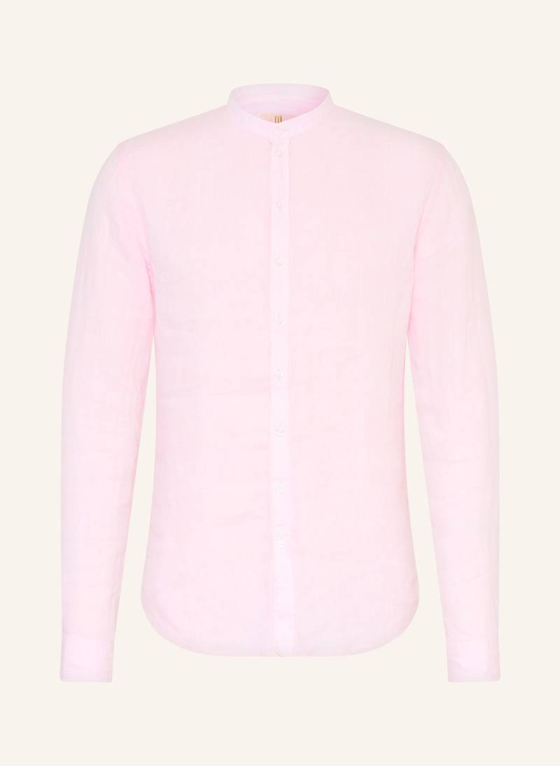 q1 Manufaktur Leinenhemd Slim Relaxed Fit Mit Stehkragen rosa von Q1 Manufaktur