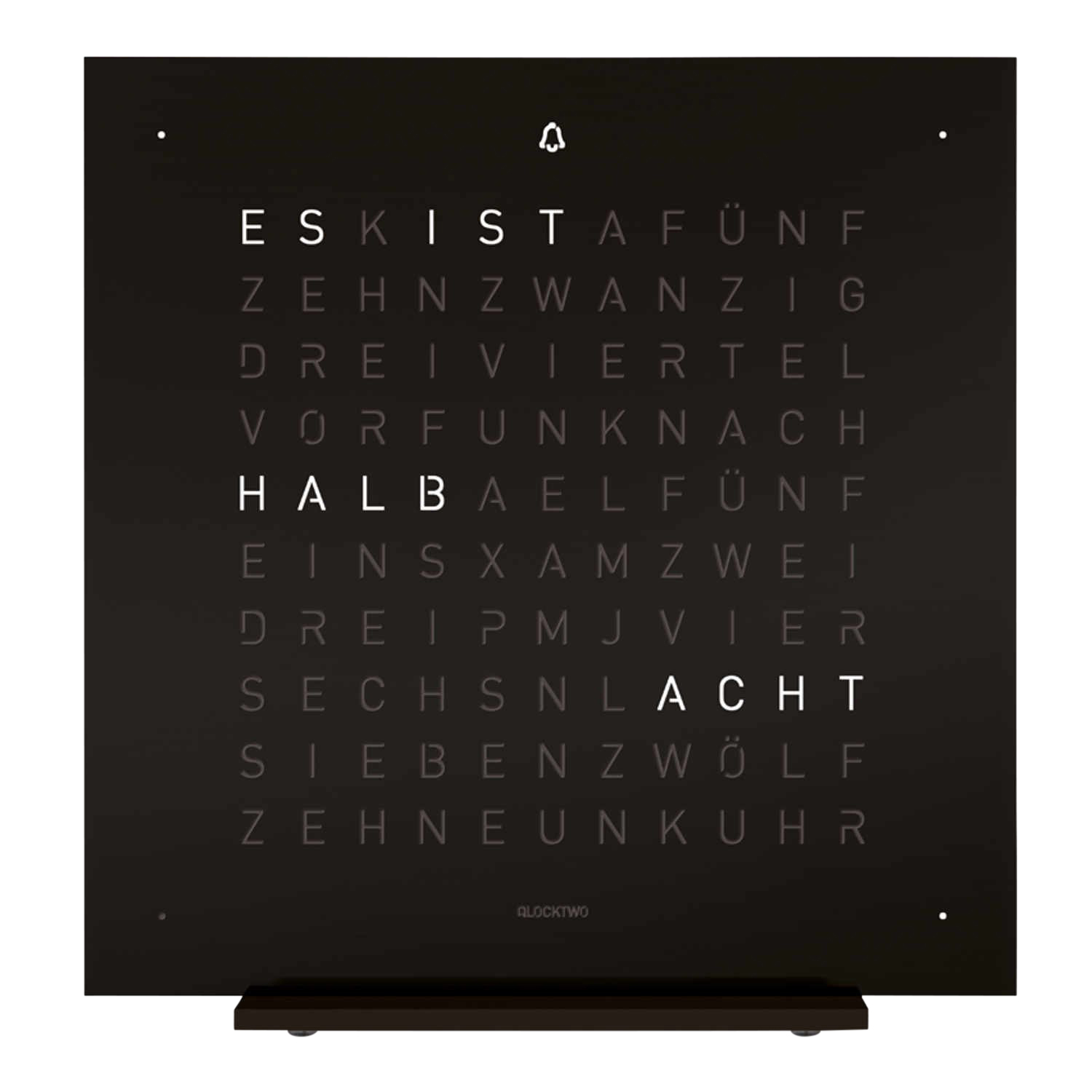 QLOCKTWO EARTH 13.5 Deep Black Tischuhr, Sprache rumänisch (ro) von QLOCKTWO