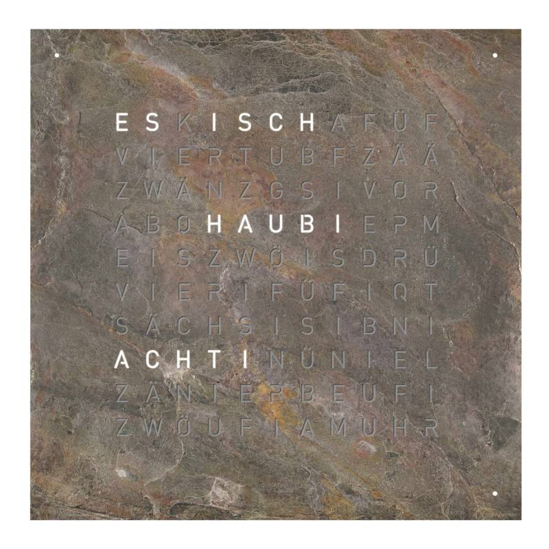 QLOCKTWO EARTH 90 Creator's Edition Glintscape Wanduhr, Sprache hebräisch (he), Korpus weiss ral 9003 von QLOCKTWO