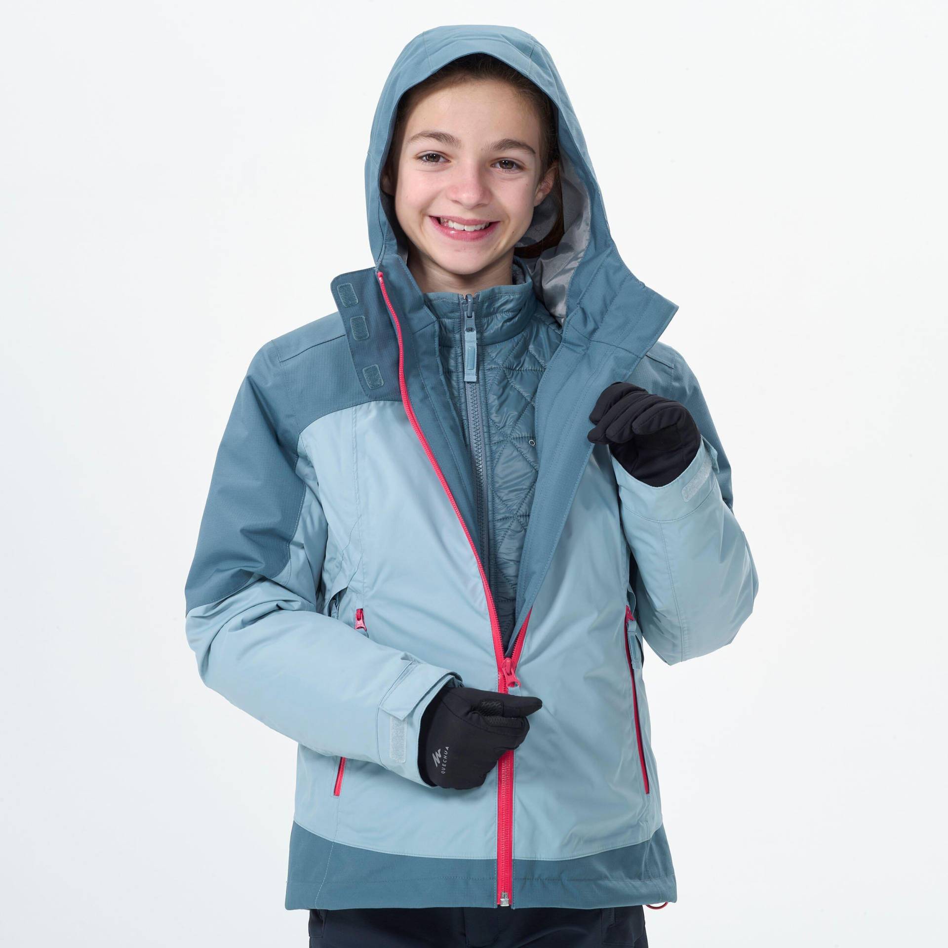 3-in-1-jacke - Sh500 3in1 Unisex Gletscherblau 149-159CM von QUECHUA